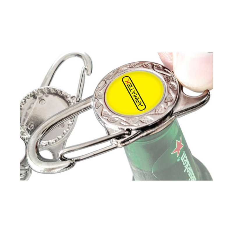Chaveiro Abridor de Garrafas CRX126 chaveiro, chaveiro personalizável, chaveiro de metal, chaveiro modelo mosquetão, chaveiro abridor de garrafa, chaveiro gravação um lado, chaveiro acabamento resina epóxi cristal, chaveiro banho níquel, chaveiro argola em aço, chaveiro embalagem plástico transparente